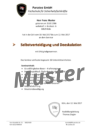 Selbstverteidigung und Deeskalation Urkunde - FFS Paratos Köln